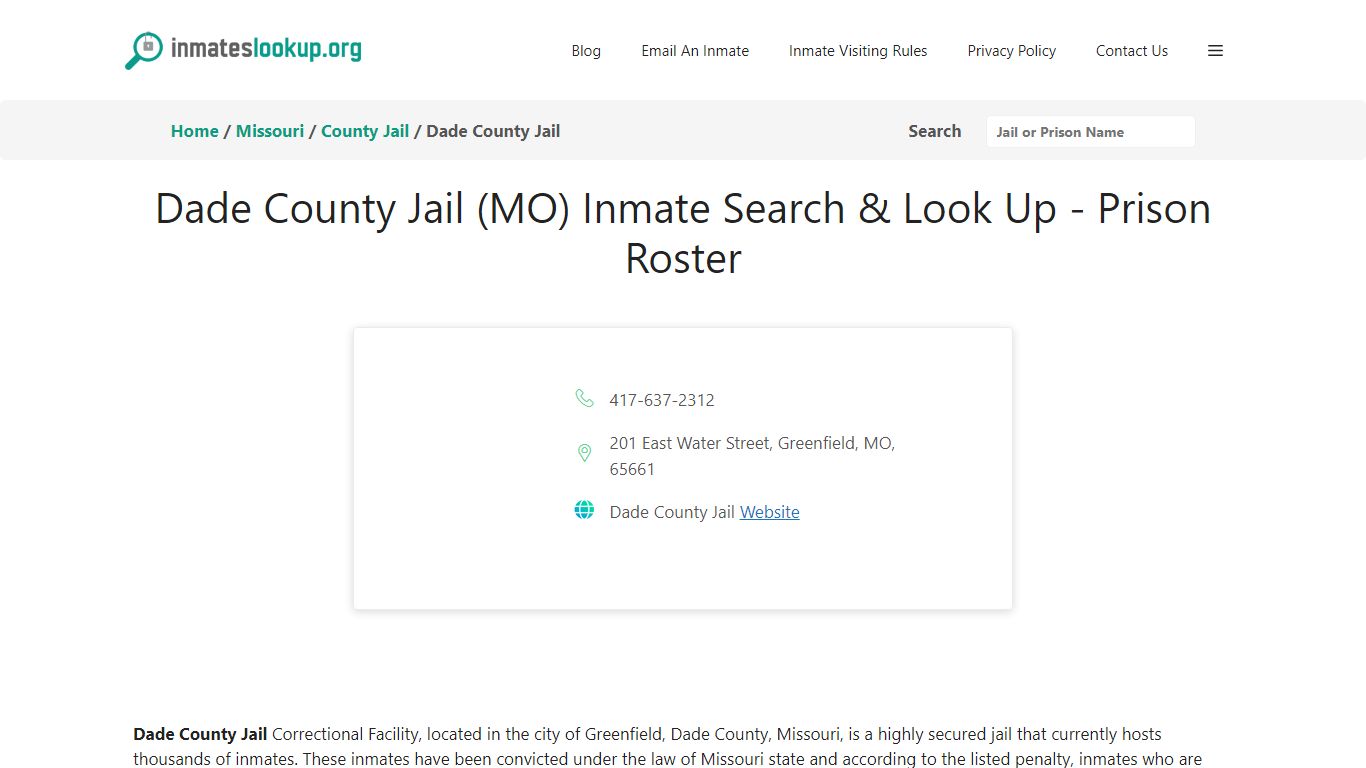 Dade County Jail (MO) Inmate Search & Look Up - Prison Roster